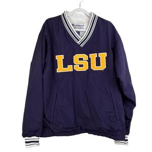 Champion LSU‎ Tigers Pullover V-Neck Windbreaker Jacket Collegiate Mens M